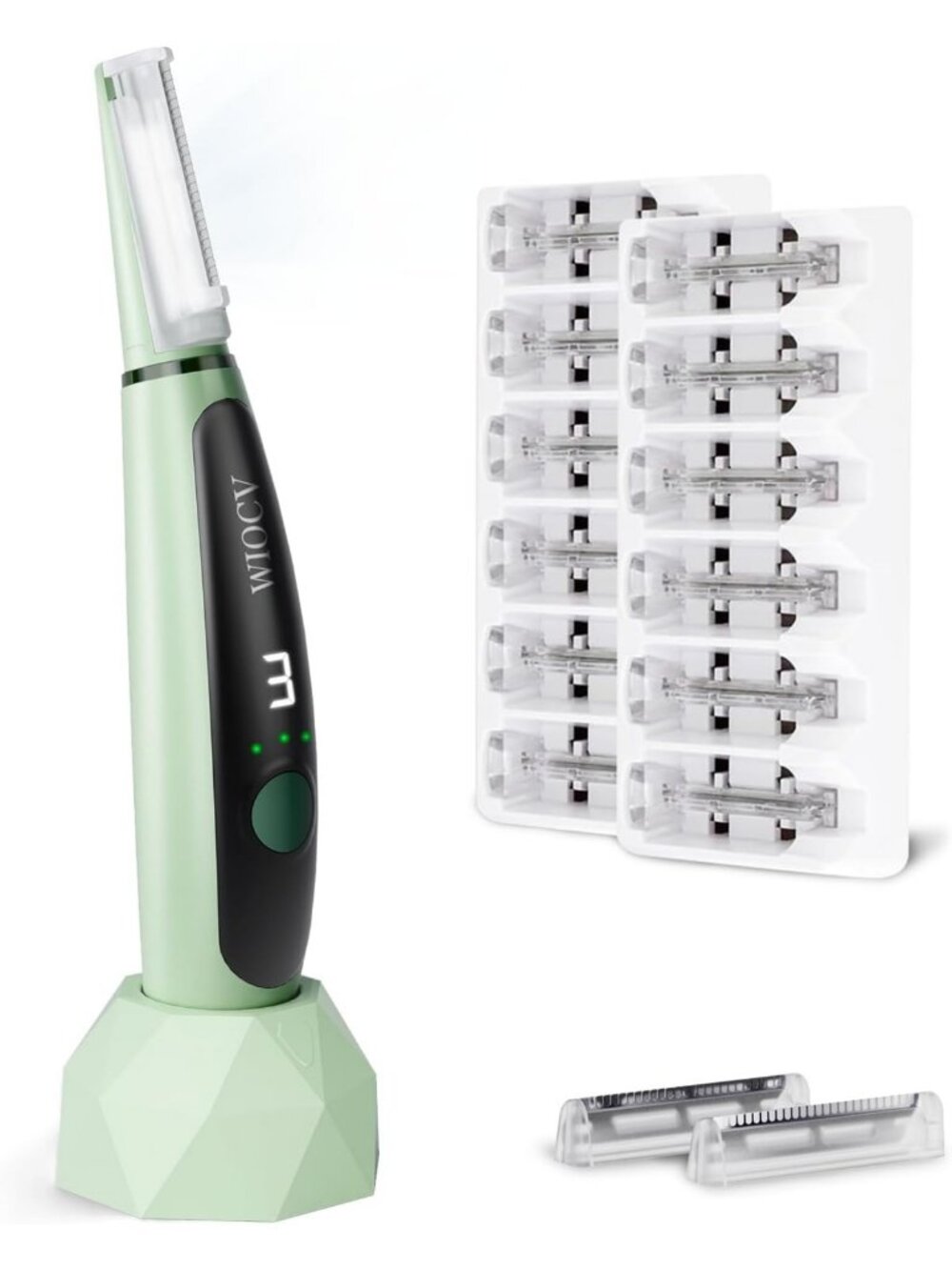 Electric Facial Hair Remover for Women - Sonic Dermaplaning Razor, Green